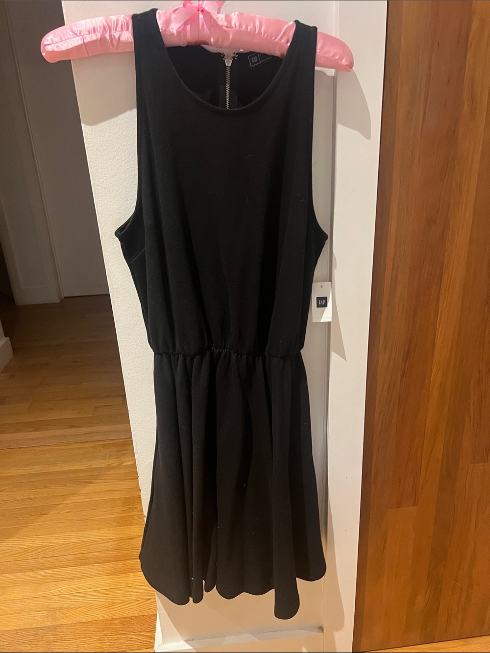 GAP Black Sleeveless Mini Dress with Gathered Waist